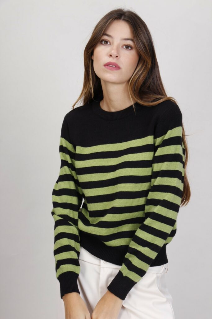 MAGLIA A RIGHE IN VISCOSA - Verde, TU 