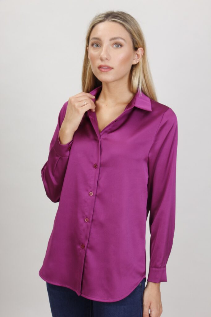 CAMICIA IN SATIN - Ciclamino, S 