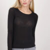 MAGLIA GIROCOLLO IN MISTO CASHMERE ORLO ARROTOLATO - Nero, TU