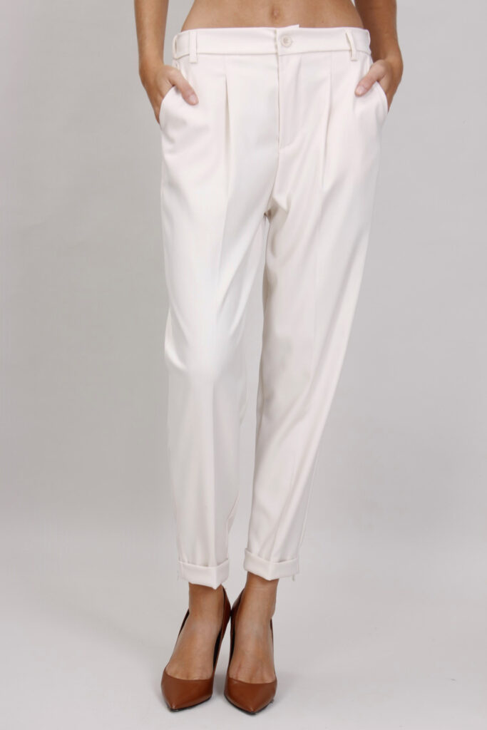 PANTALONI A SIGARETTA - Panna, S 