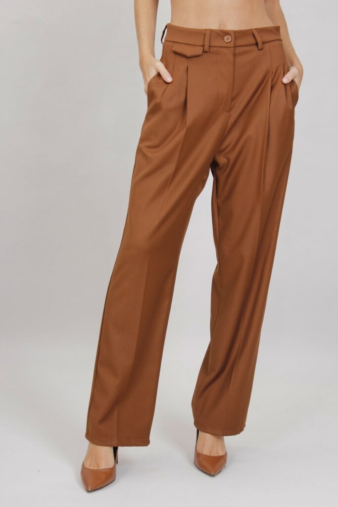 PANTALONI A GAMBA LARGA - Cammello, S 