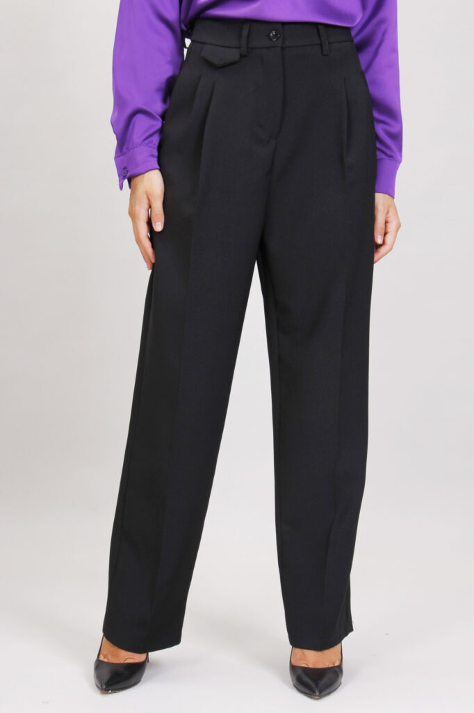 PANTALONI A GAMBA LARGA - Nero, S 