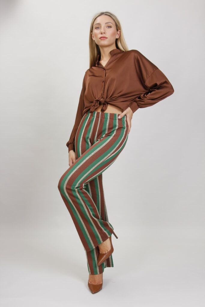 PANTALONI FLARE IN LUREX 