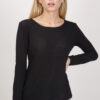 MAGLIA MISTO CASHMERE ORLO RIFINITO - Black, TU