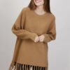 MAXI MAGLIA CON FRANGE - Cammello, TU