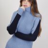 MAGLIA CON MANICHE BICOLORE - Azzurro, TU
