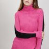 MAGLIA CON MANICHE BICOLORE - Fuchsia, TU