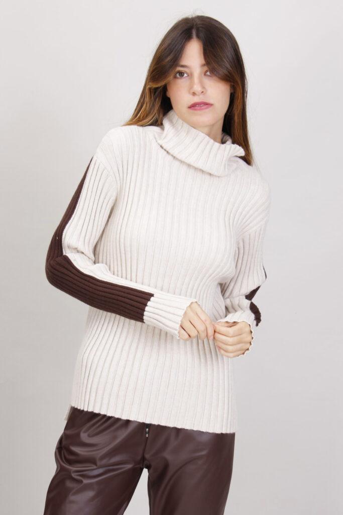 MAGLIA CON MANICHE BICOLORE - Gesso, TU 