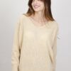 MAGLIONE MISTO MOHAIR SCOLLO A V - Beige, TU