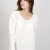 MAGLIONE MISTO MOHAIR SCOLLO A V - Cream, TU