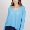 MAGLIONE MISTO MOHAIR SCOLLO A V - Blue Turquoise, TU