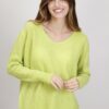 MAGLIONE MISTO MOHAIR SCOLLO A V - Verde acido, TU