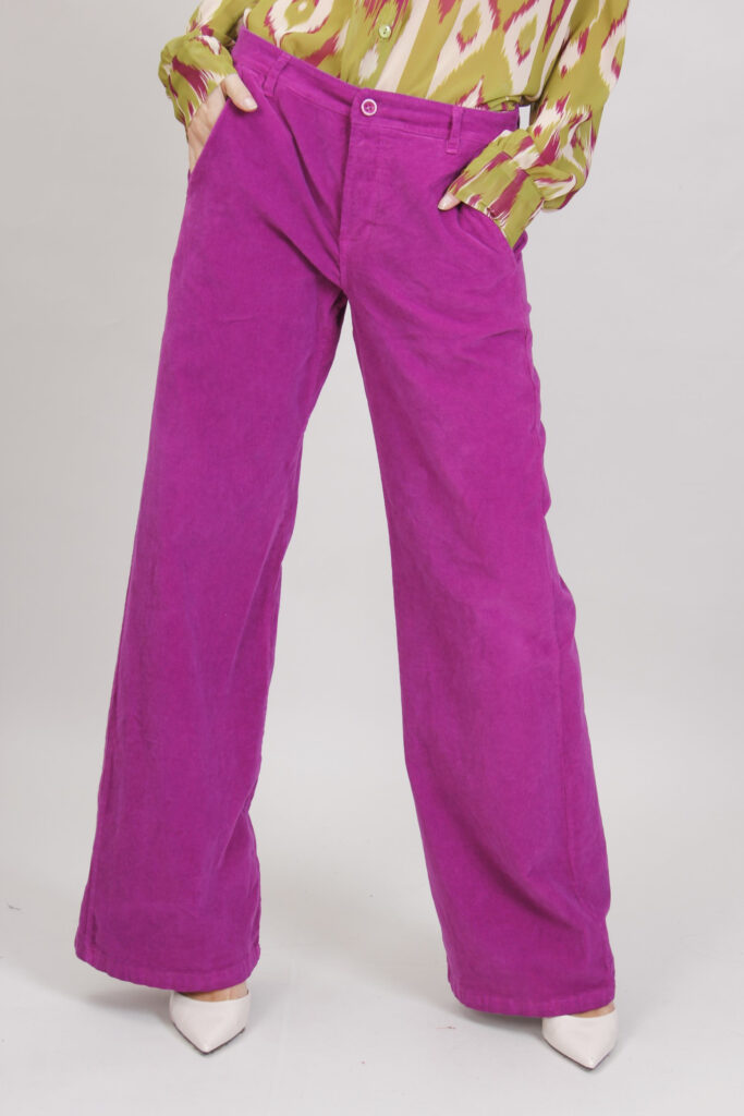 PANTALONE IN VELLUTO A COSTINE - Petunia, S 