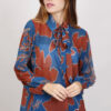 CAMICIA FANTASIA CON NASTRO - Fantasia azzurro, TU
