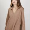 MAGLIA A COSTINE CON COLLETTO - Cammello, TU