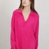 MAGLIA A COSTINE CON COLLETTO - Fuchsia, TU