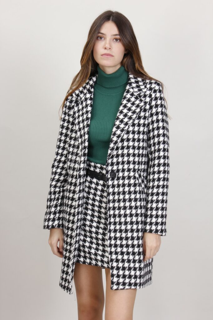 CAPPOTTO FANTASIA PIED DE POULE - Fantasia nero, S 