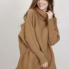 MAGLIA OVERSIZE COLLO ALTO CON FRANGE - Cammello, TU