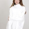 MAGLIA OVERSIZE COLLO ALTO CON FRANGE - Panna, TU