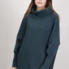 MAGLIA OVERSIZE COLLO ALTO CON FRANGE - Verde bottiglia, TU