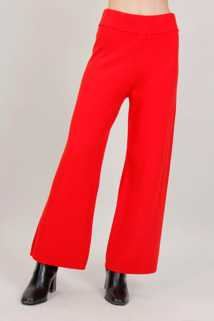 PANTALONI A PALAZZO IN MAGLIA - Rosso, TU 