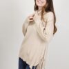 MAGLIA CON FRANGE LATERALI - Beige, TU