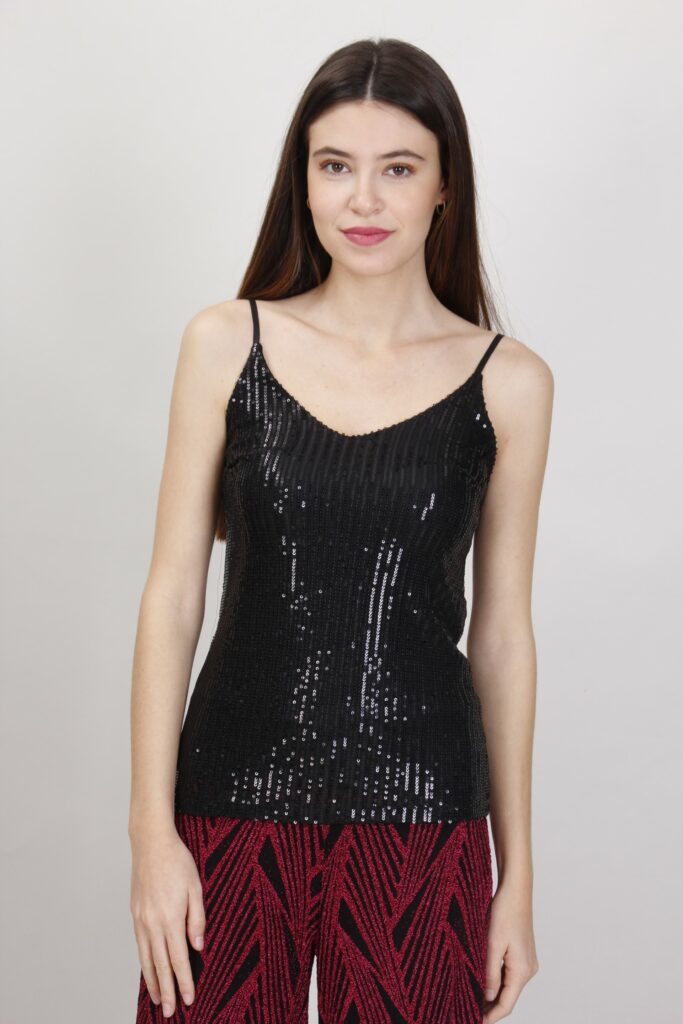 TOP IN PAILLETTES A BRETELLINE 