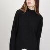 PULLOVER LUNGO IN MAGLIA ASIMMETRICO - Nero, TU