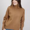 PULLOVER IN MAGLIA CON FINITURA A COSTE - Cammello, TU