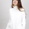 PULLOVER IN MAGLIA CON FINITURA A COSTE - Panna, TU