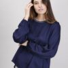 BLUSA MORBIDA CON DETTAGLIO LUREX - Blu, TU