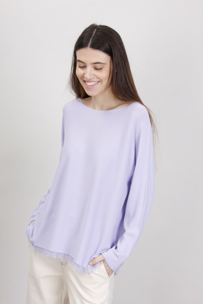 MAGLIA MANICHE LUNGHE CON FRANGE 