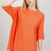 MAGLIA OVERSIZE CON MANICHE AL GOMITO - Arancio, TU