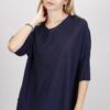 MAGLIA OVERSIZE CON MANICHE AL GOMITO - Blu, TU