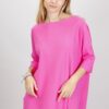 MAGLIA OVERSIZE CON MANICHE AL GOMITO - Fucsia, TU
