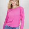 MAGLIA LEGGERA CON SCOLLO A BARCA - Fucsia, TU