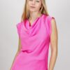 TOP CON SCOLLO A CAPPUCCIO - Fucsia, TU