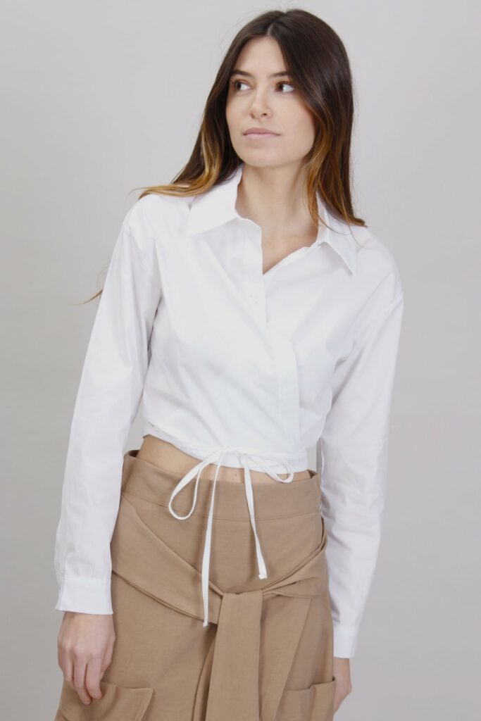 CAMICIA CROPPED IN COTONE 