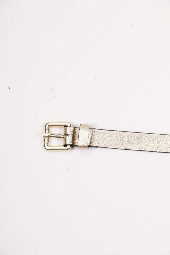 CINTURA SOTTILE  IN PELLE - Oro, S 