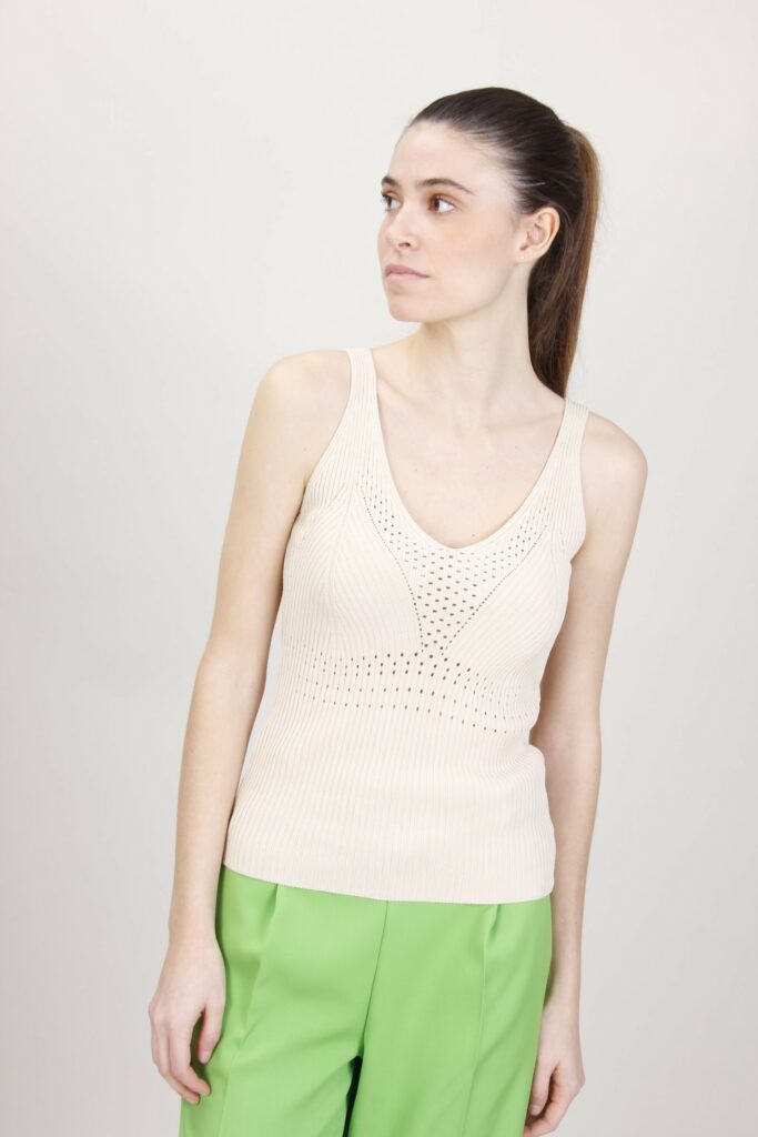TOP IN MAGLIA - Beige, TU 