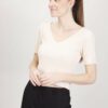TOP IN MAGLIA A MANICHE CORTE - Beige, TU