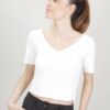 TOP IN MAGLIA A MANICHE CORTE - Bianco, TU