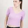 TOP IN MAGLIA A MANICHE CORTE - Lilla, TU