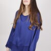 BLUSA CON ORLI SFRANGIATI - Blue, TU