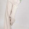 PANTALONI A PALAZZO CON FIBBIA METALLICA - Beige, L
