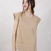 TOP MANICHE AD ALETTA - Cammello, M