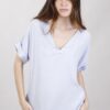 BLUSA SCOLLO A V - Celeste, TU