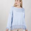 BLUSA CON ORLI SFRANGIATI - Azzurro, TU