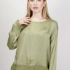 BLUSA CON ORLI SFRANGIATI - Verde oliva, TU