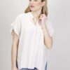 CAMICIA A MANICHE CORTE CON RISVOLTO - Beige, TU